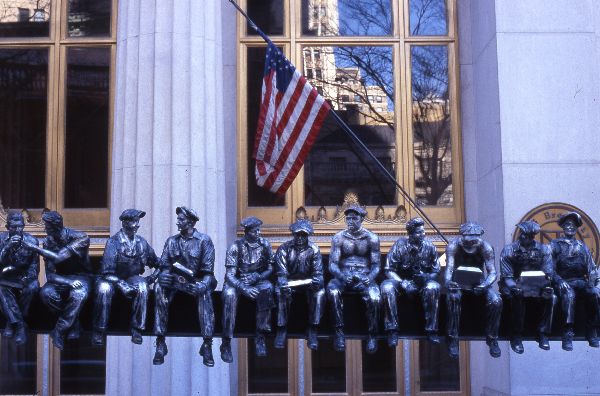 9/11 Sculpture - In Memory of the Hard Hats - Broadway - New York 2002