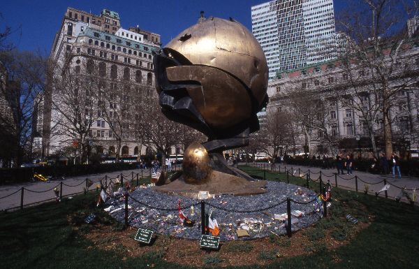 The Sphere rescued from Ground Zero to Battery Park - New York 2002